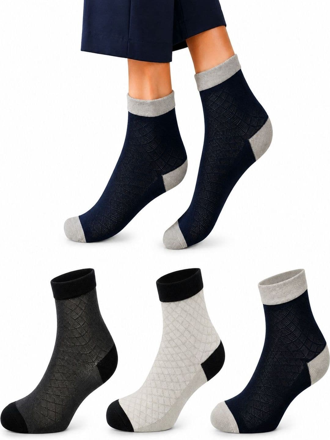 young arrow Men Pack of 3 Cotton Assorted Patterned Ankle Length Socks - view 1