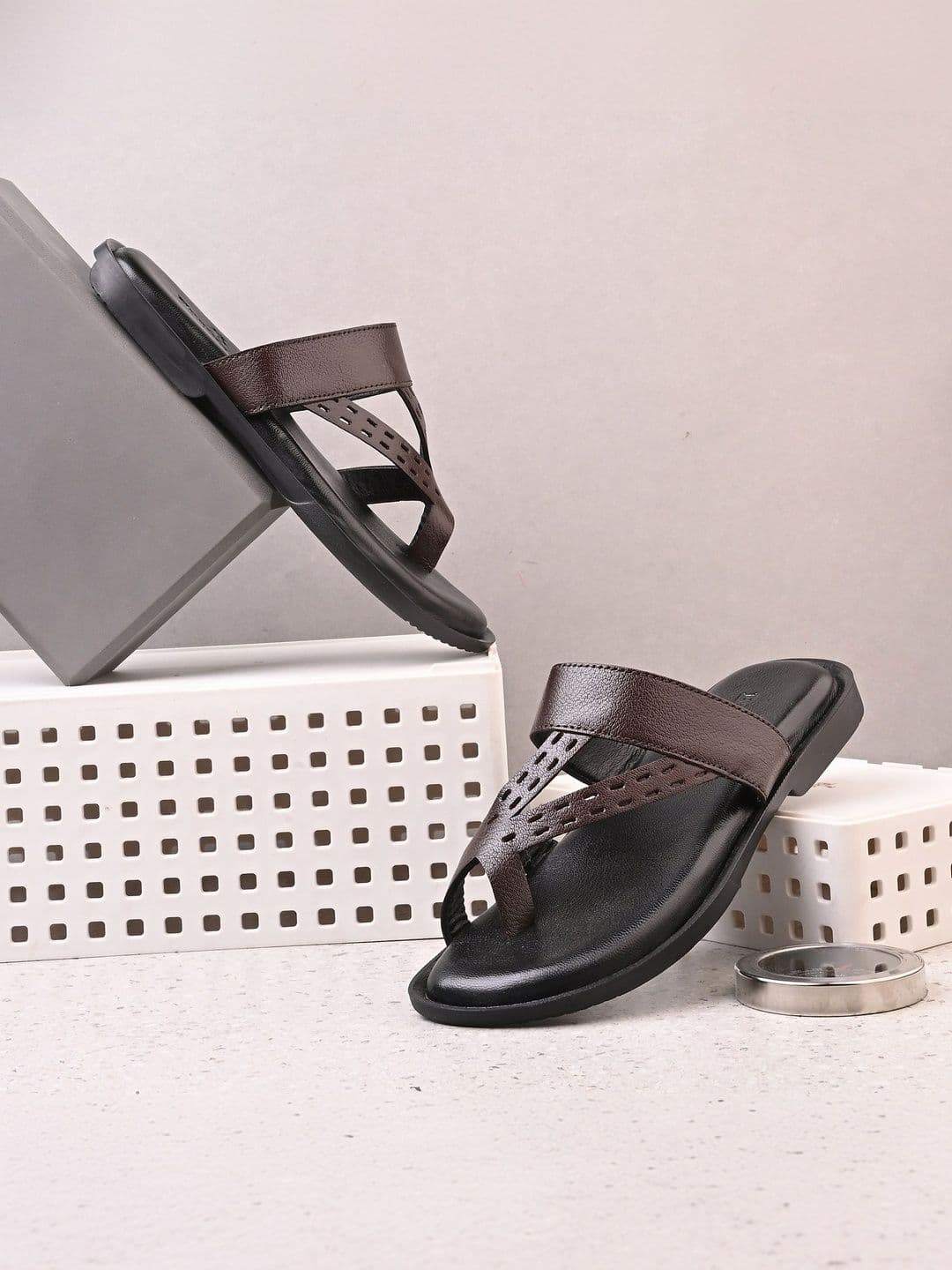 House of Pataudi Men Leather Shoe-Style Sandals - view 1