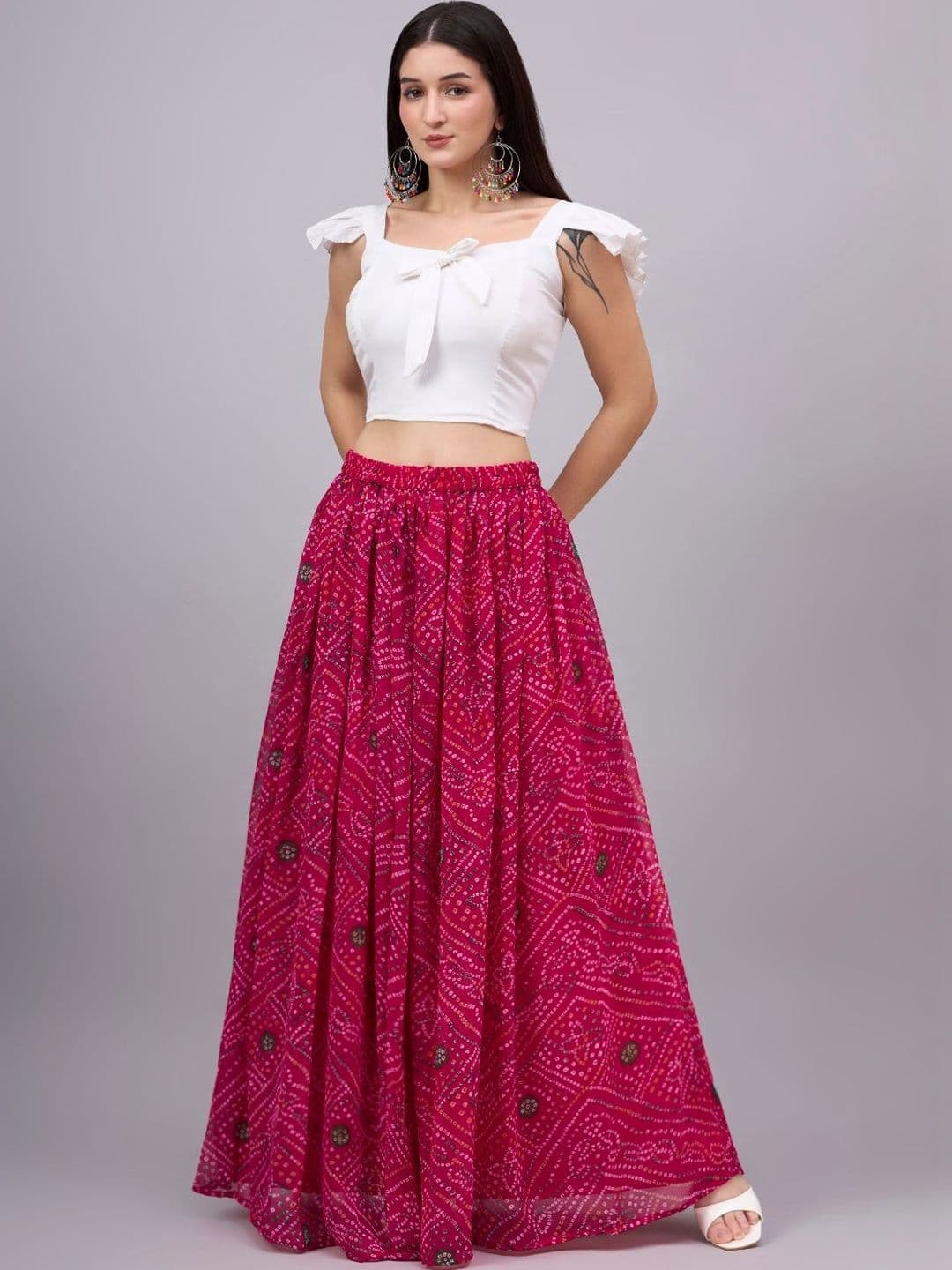 JDS LIFESTYLE Women Georgette Textured Maxi Flared Skirt - view 1