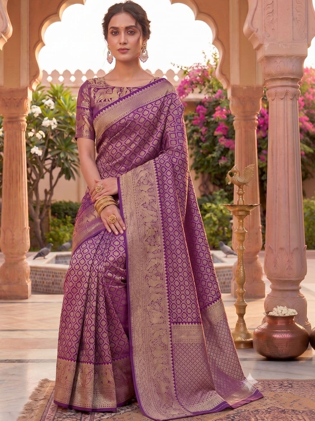 AAVEE Woven Design Zari Art Silk Banarasi Saree - view 1