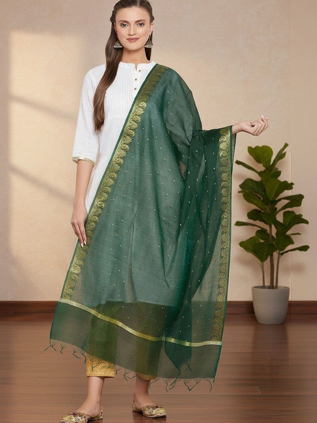 KALINI Ethnic Motifs Woven Design Dupatta with Zari - view 1
