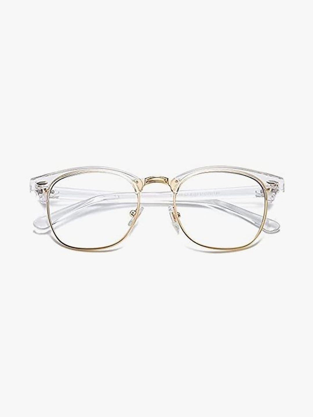 SPADEACES Unisex Clear Lens & Gold-Toned Browline Sunglasses with - view 1