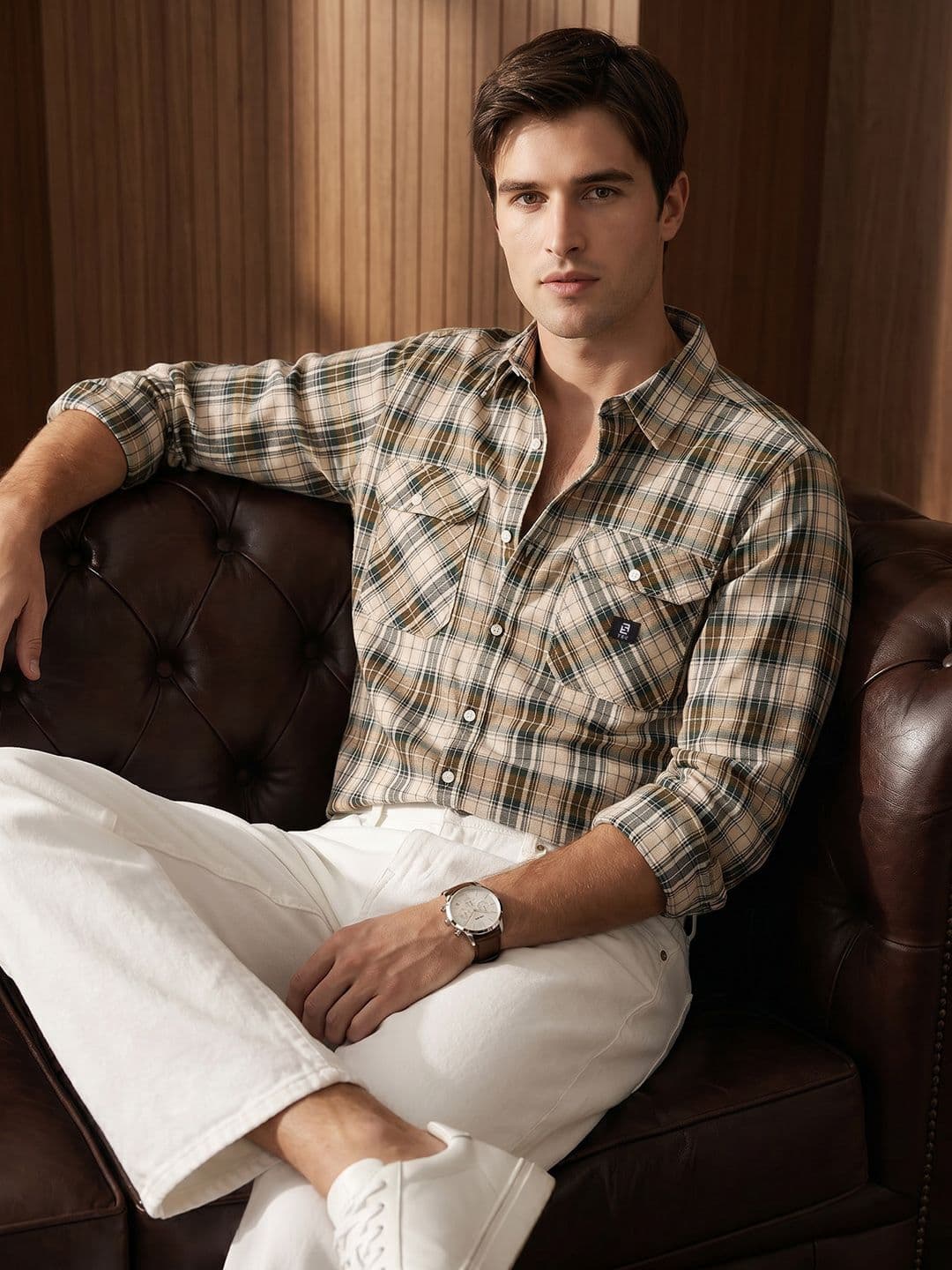 THE SHIRT CODE Tartan Checked Pure Cotton Casual Shirt - view 1
