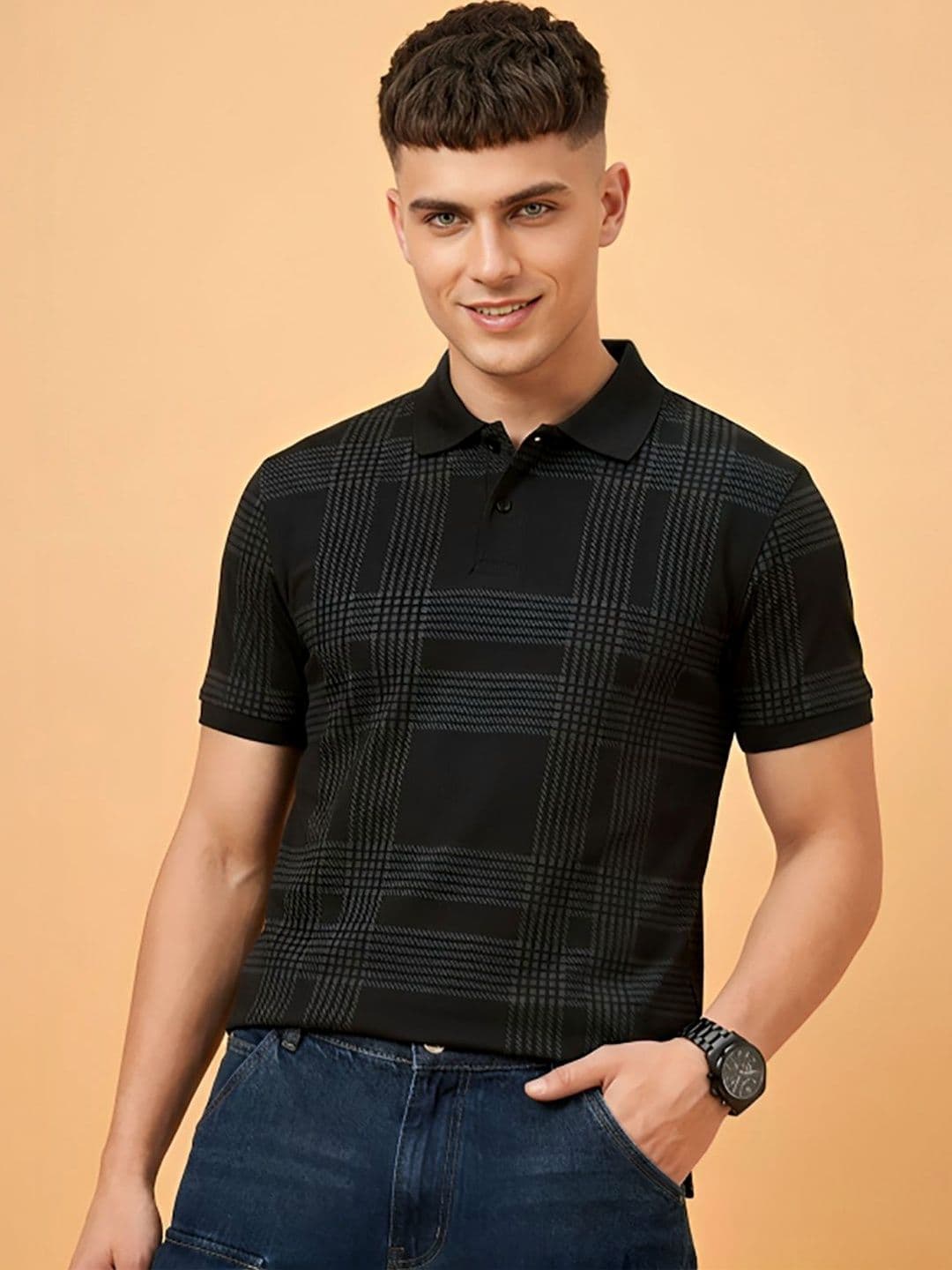 Moda Rapido Men Checked Polo Collar T-shirt - view 1
