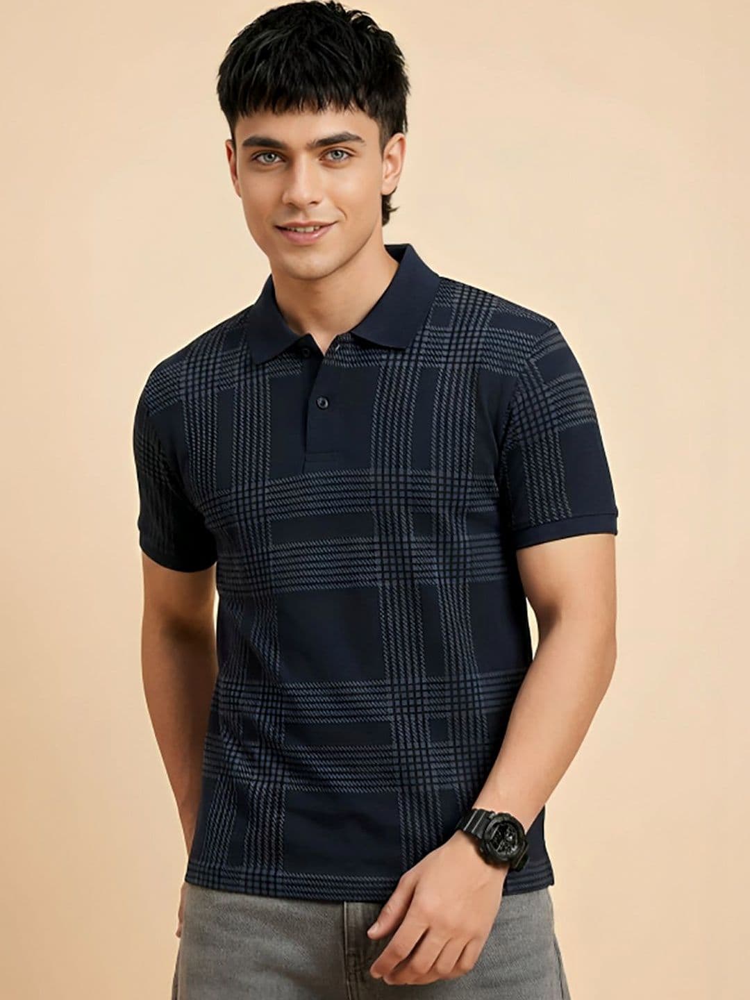 Moda Rapido Men Checked Polo Collar T-shirt - view 1