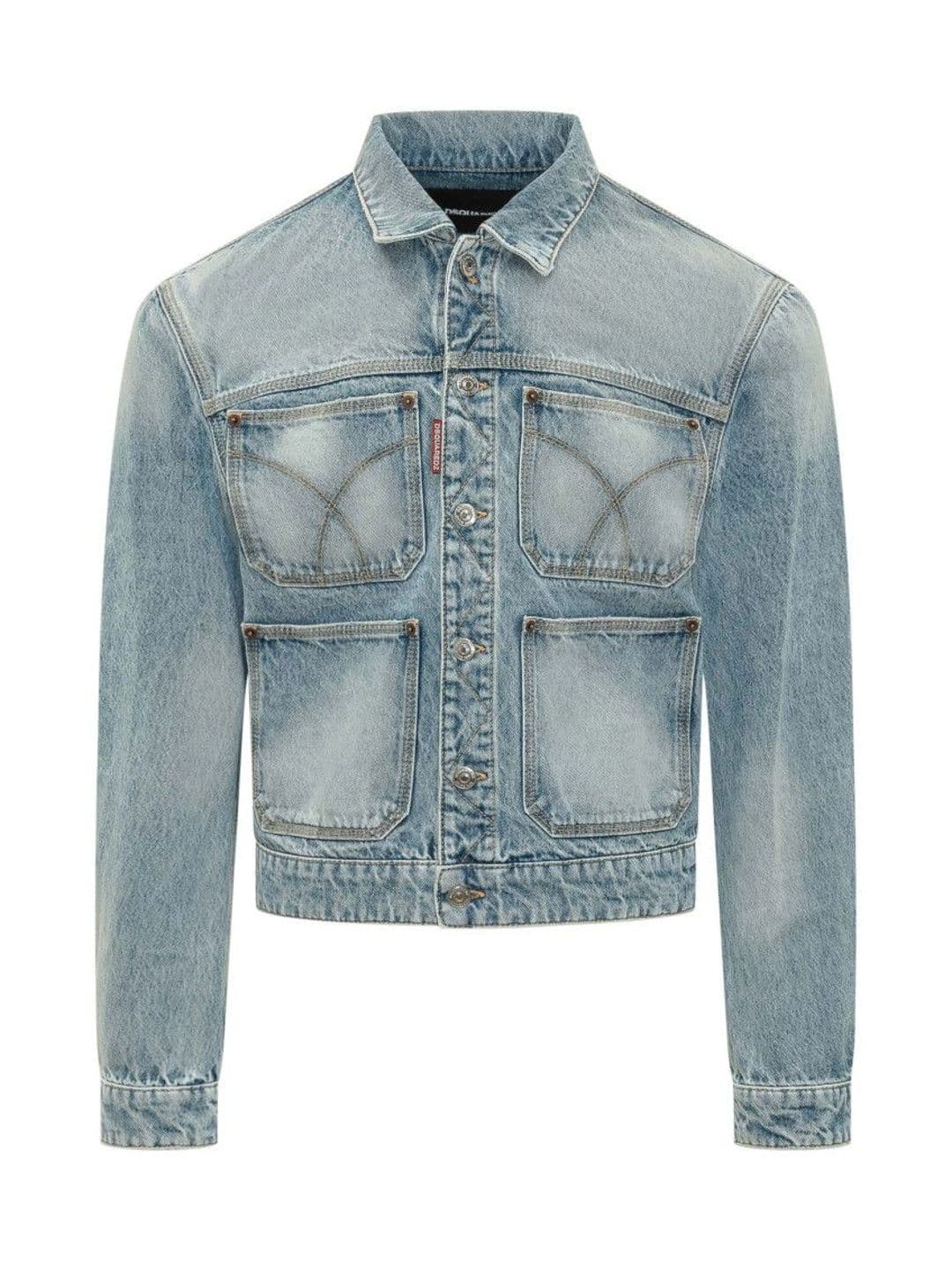Dsquared2 Light Blue Solid Shirt Collar Jacket - view 1