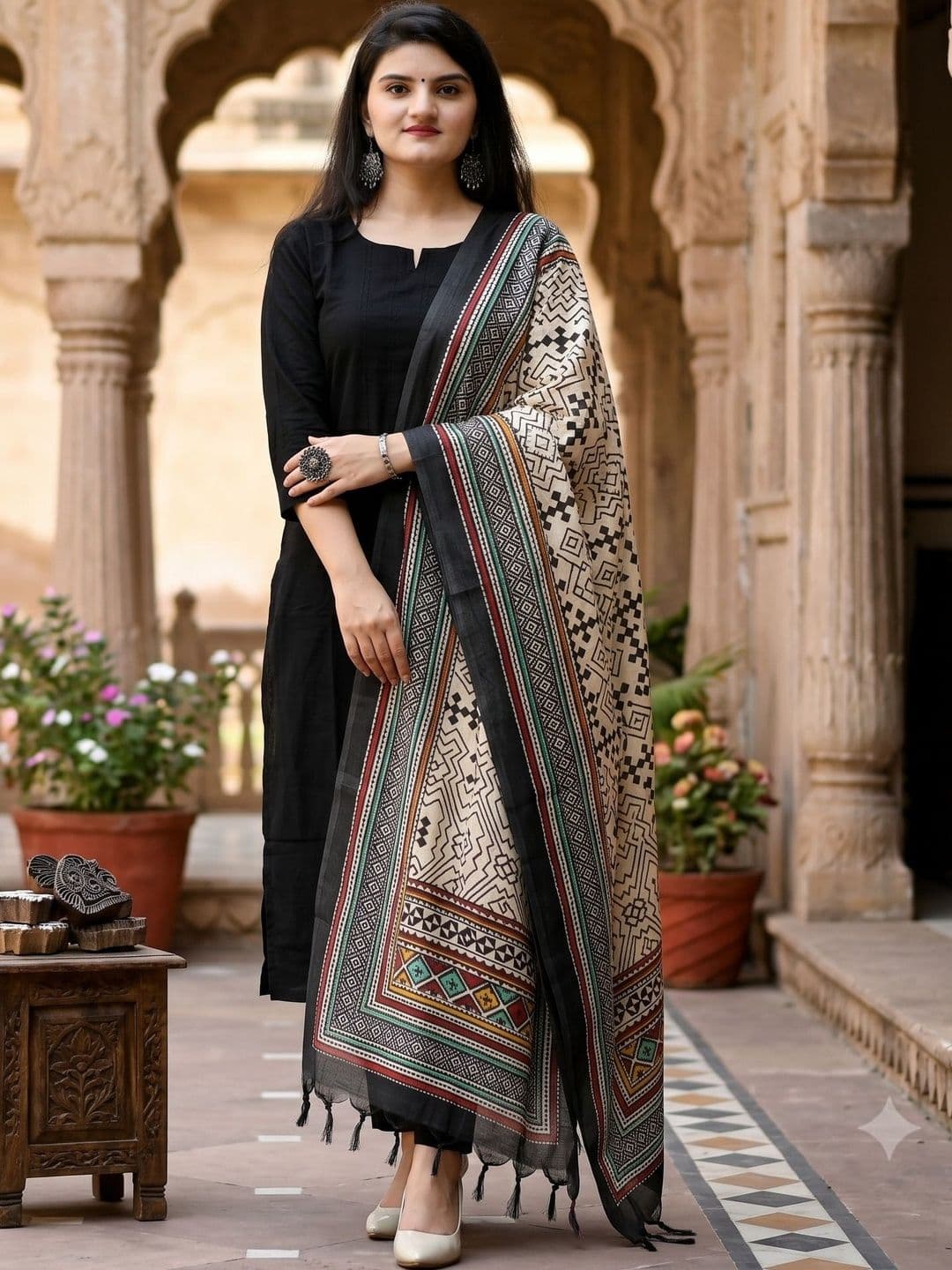 KALINI Women Ethnic Motifs Regular Kurta with Trousers & With Dupatta - view 1