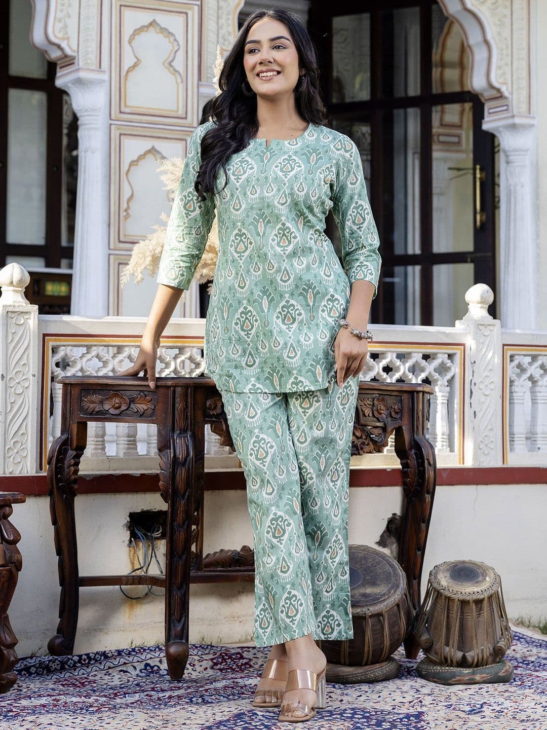 Anouk Rustic Women Ethnic Motifs Printed Cotton Kurta with Trousers - view 1