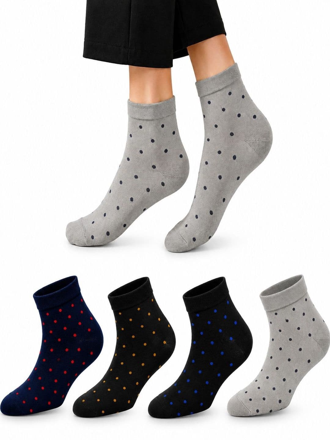 young arrow Men Pack of 4 Cotton Assorted Patterned Above Ankle Socks - view 1