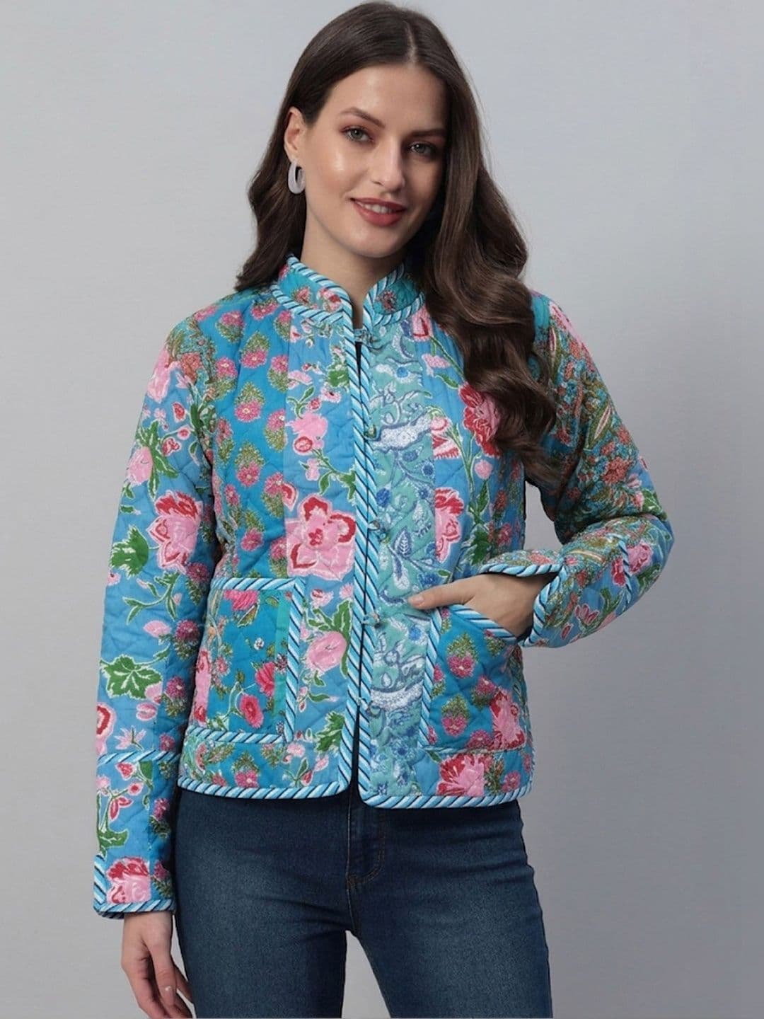 HANDICRAFT PALACE Women Floral Reversible Quilted Jacket - view 1