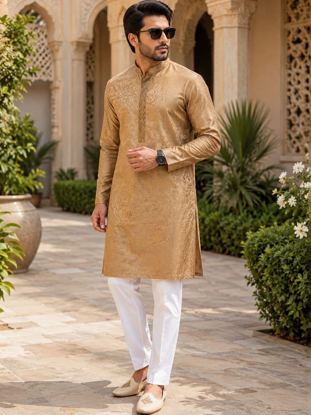 Jagdish Garments Men Thread Work Brocade Kurta - view 1