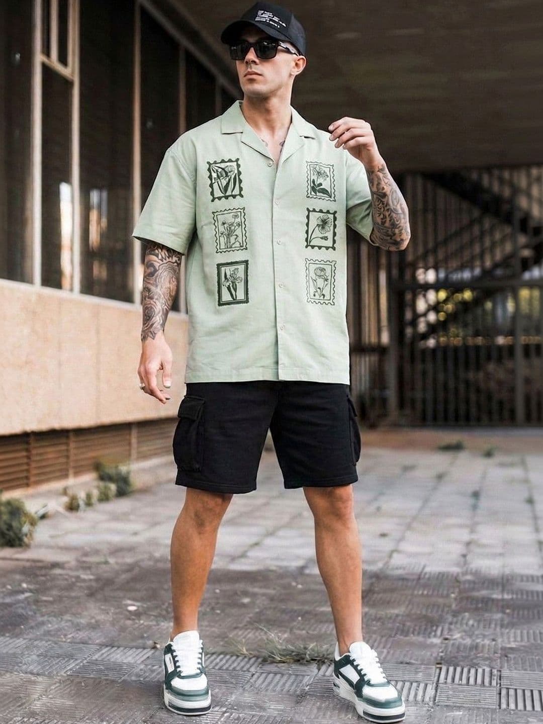 VEIRDO Oversized Camp Graphic Cotton Short Sleeves Fit Shirt - view 1