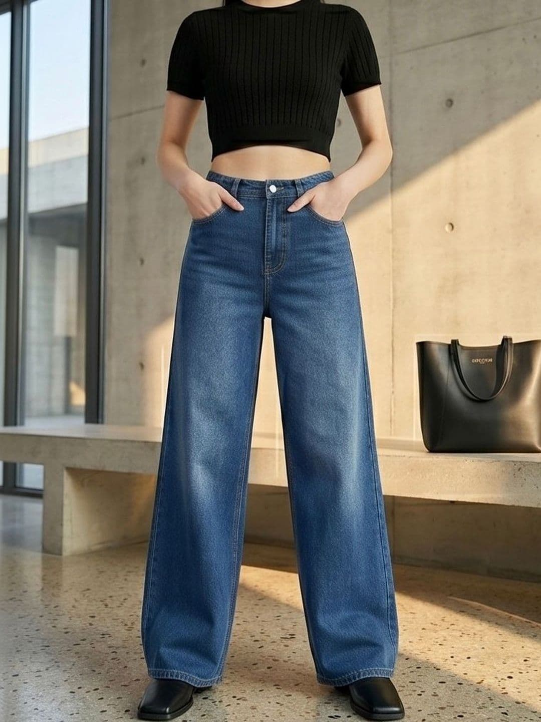 MERCEL Women Wide Leg High-Rise Light Fade Stretchable Jeans - view 1