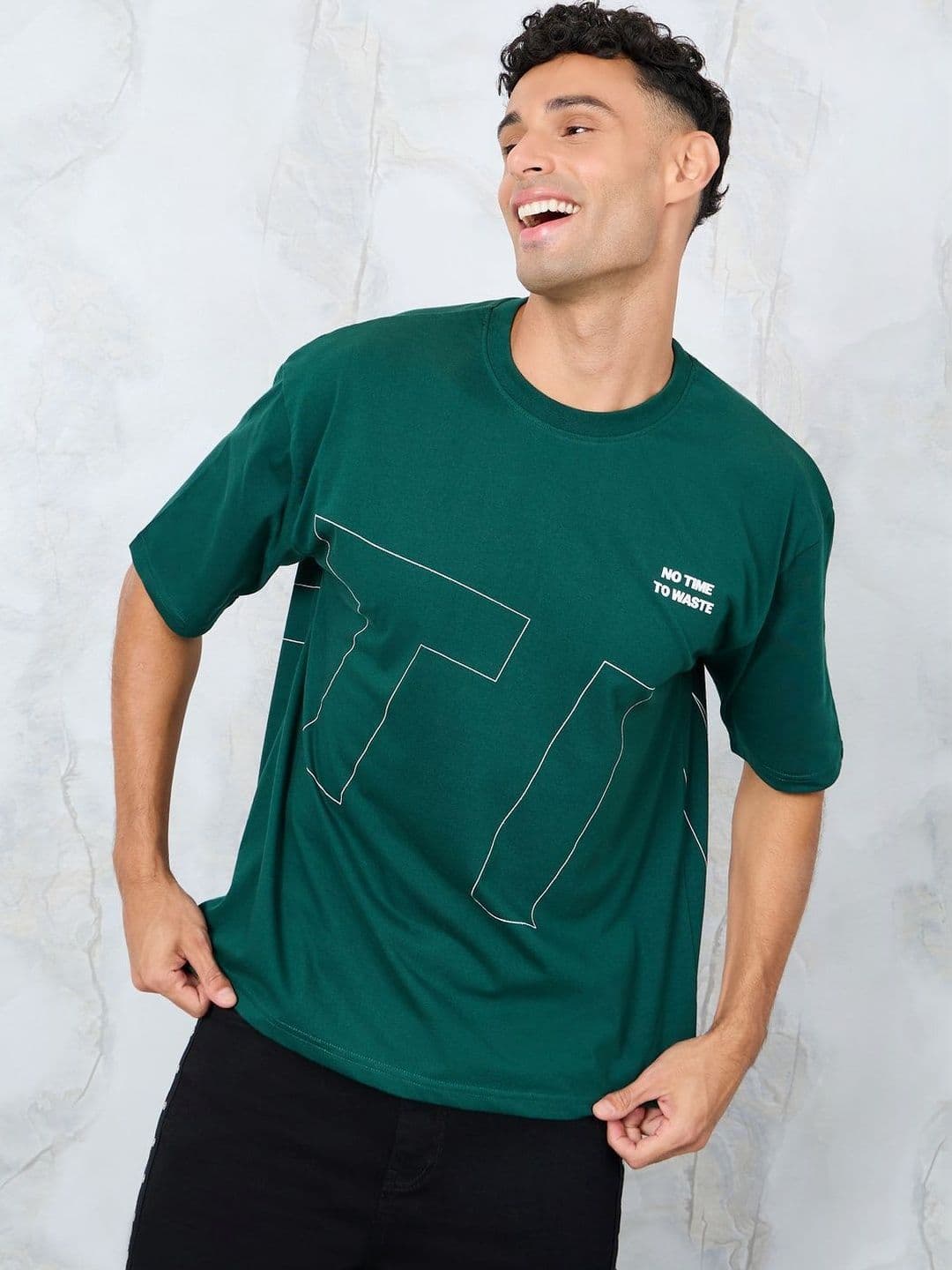 Styli Men Oversized Front & Back Graphic T-Shirt - view 1