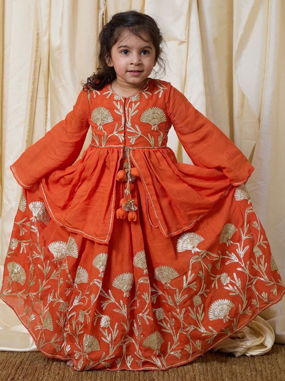 Fayon Kids Girls Embroidered Thread Work Ready to Wear Lehenga & - view 1