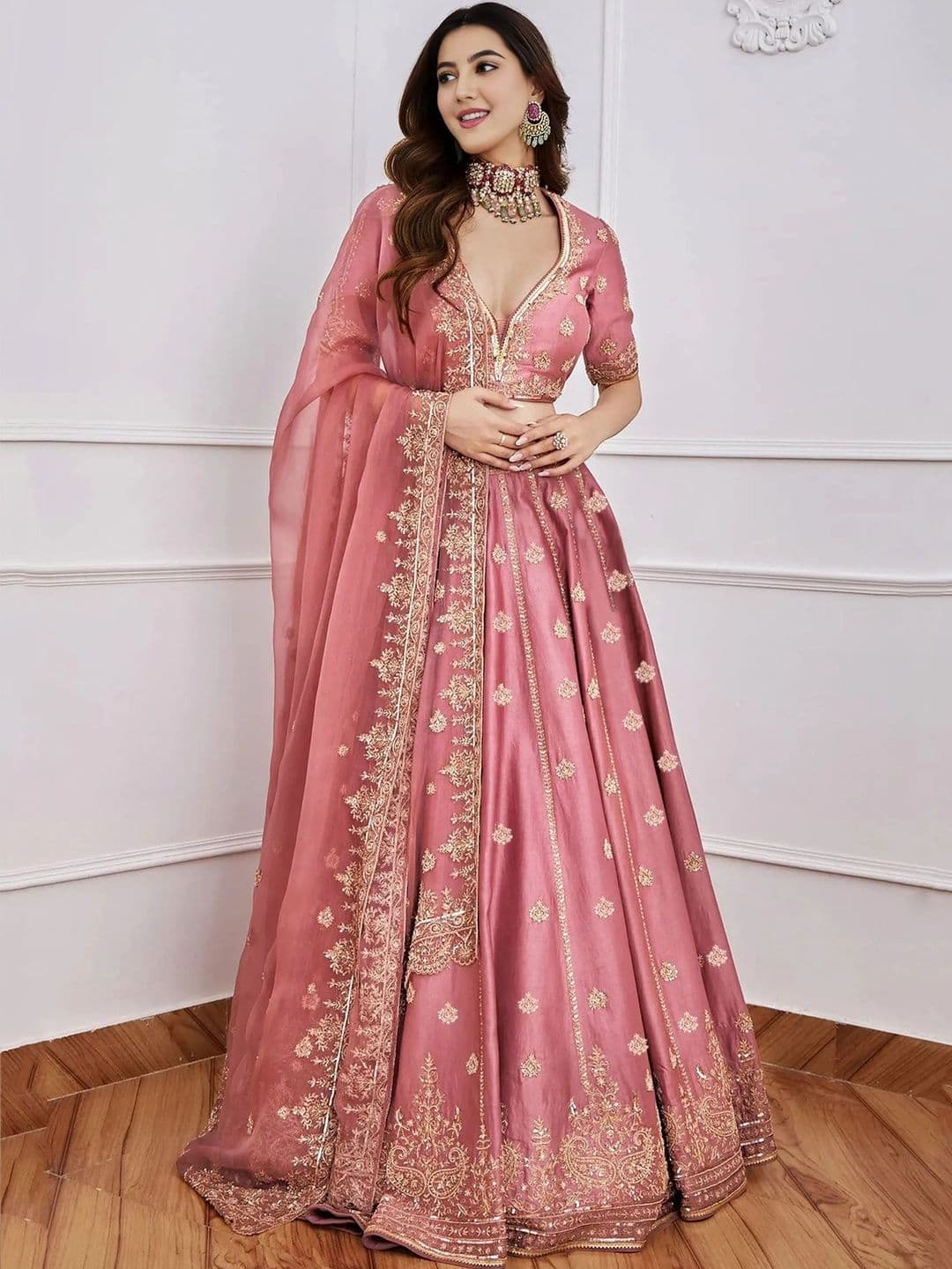 PILUDI HOUSE Embroidered Semi-Stitched Lehenga & Unstitched Blouse With Dupatta - view 1