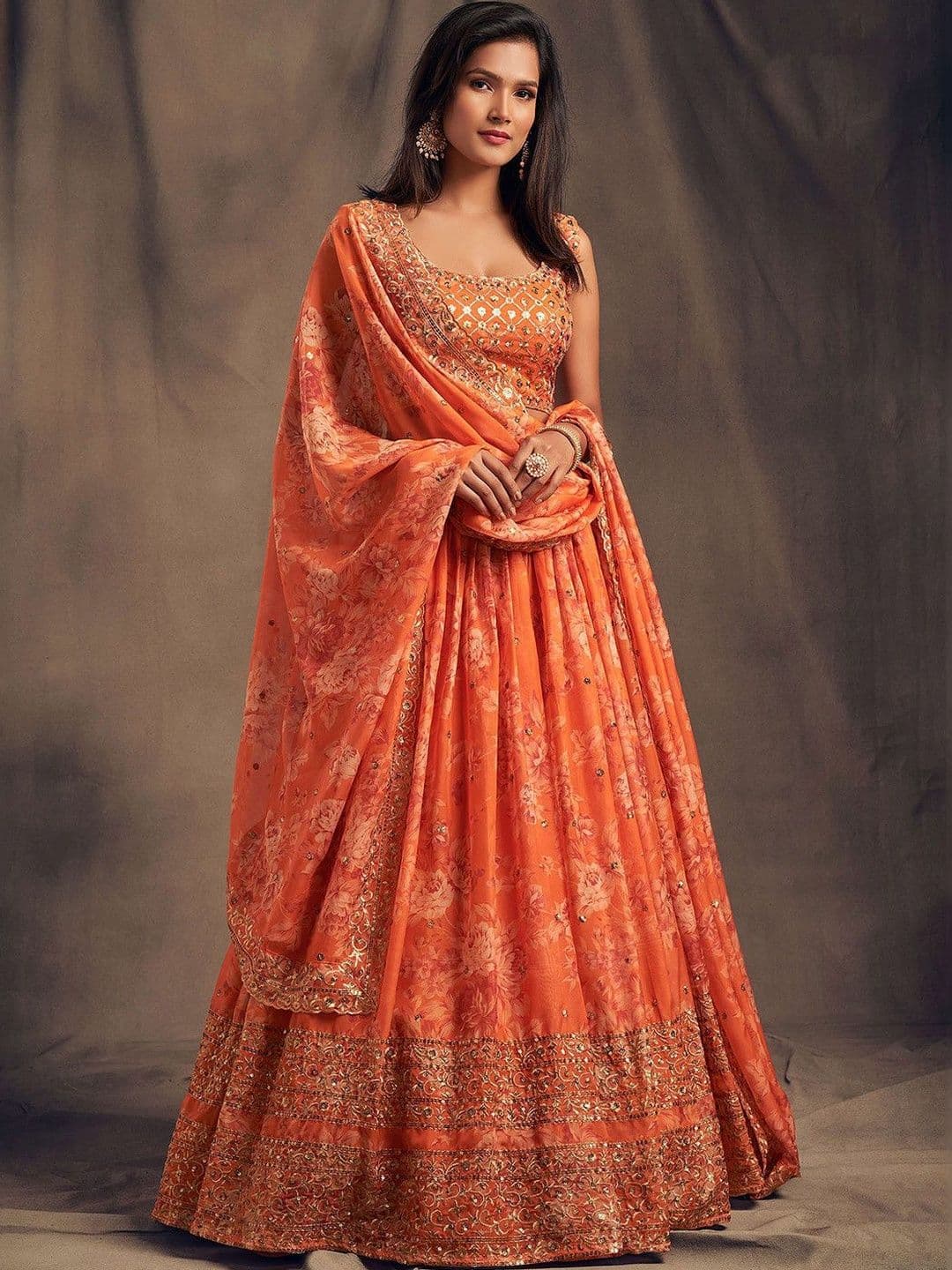 PILUDI HOUSE Embellished Sequinned Semi-Stitched Lehenga & Unstitched Blouse With Dupatta - view 1