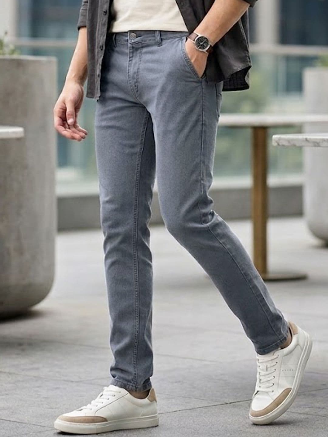 Urbano Fashion Men Grey Mid-Rise Slim Fit Clean Look Jeans - view 1