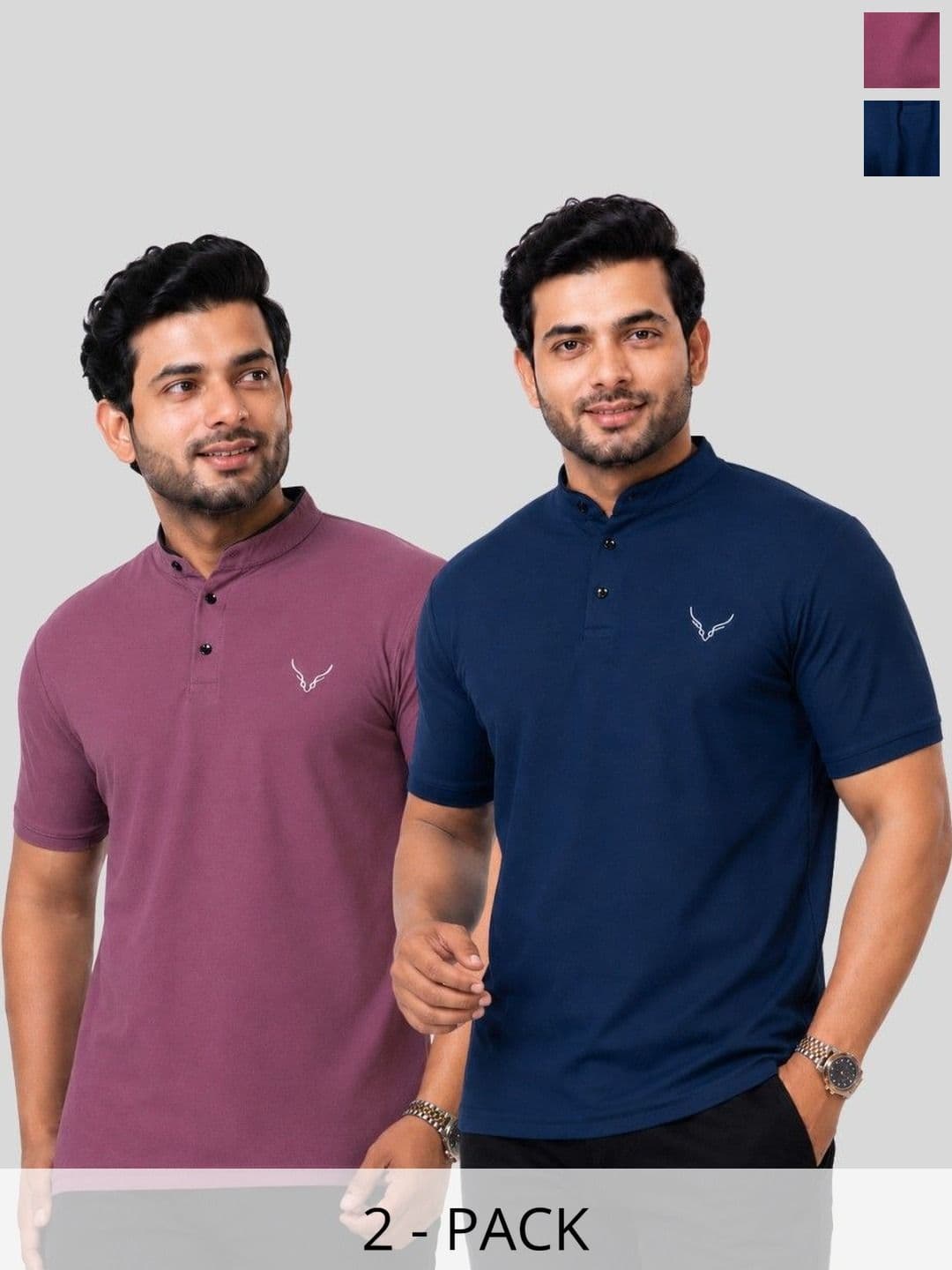 AVRIE Men Brand Logo 2 Mandarin Collar T-shirt - view 1