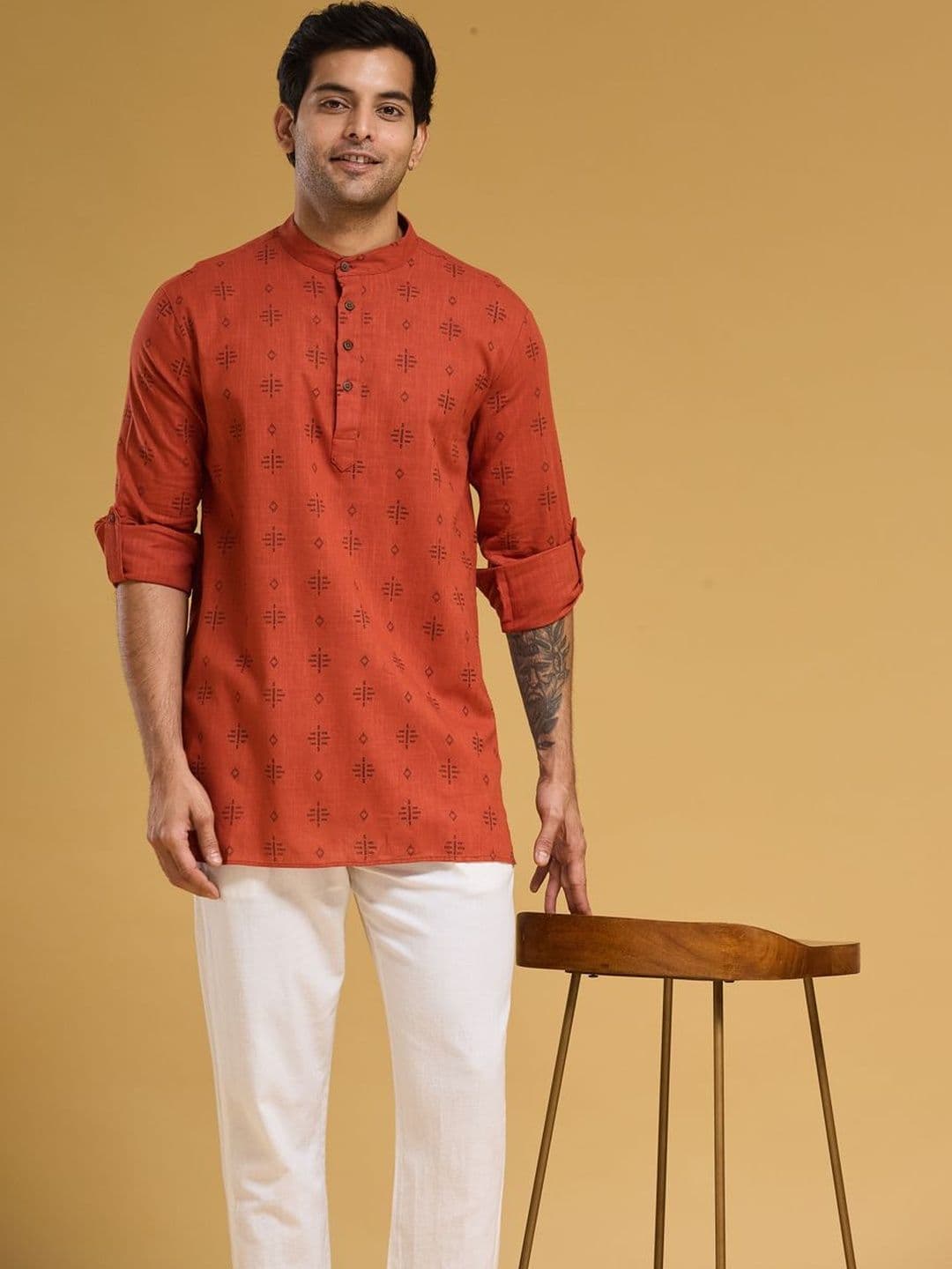 Fabindia Men Geometric Printed Kurta - view 1