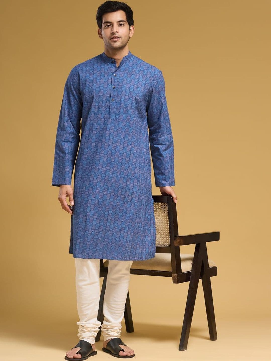 Fabindia Men Geometric Printed Kurta - view 1