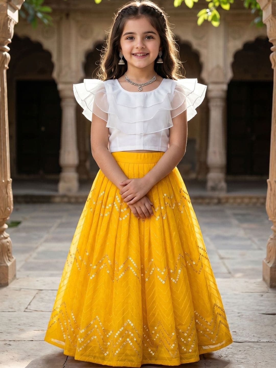 KALINI Girls Embellished Sequinned Ready to Wear Lehenga & - view 1
