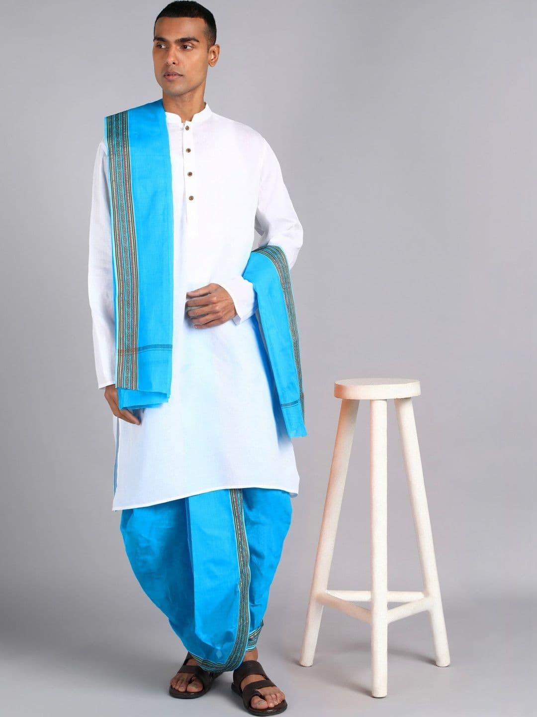 Shyam Handloom Men Striped Cotton Dhoti Dhotis - view 1