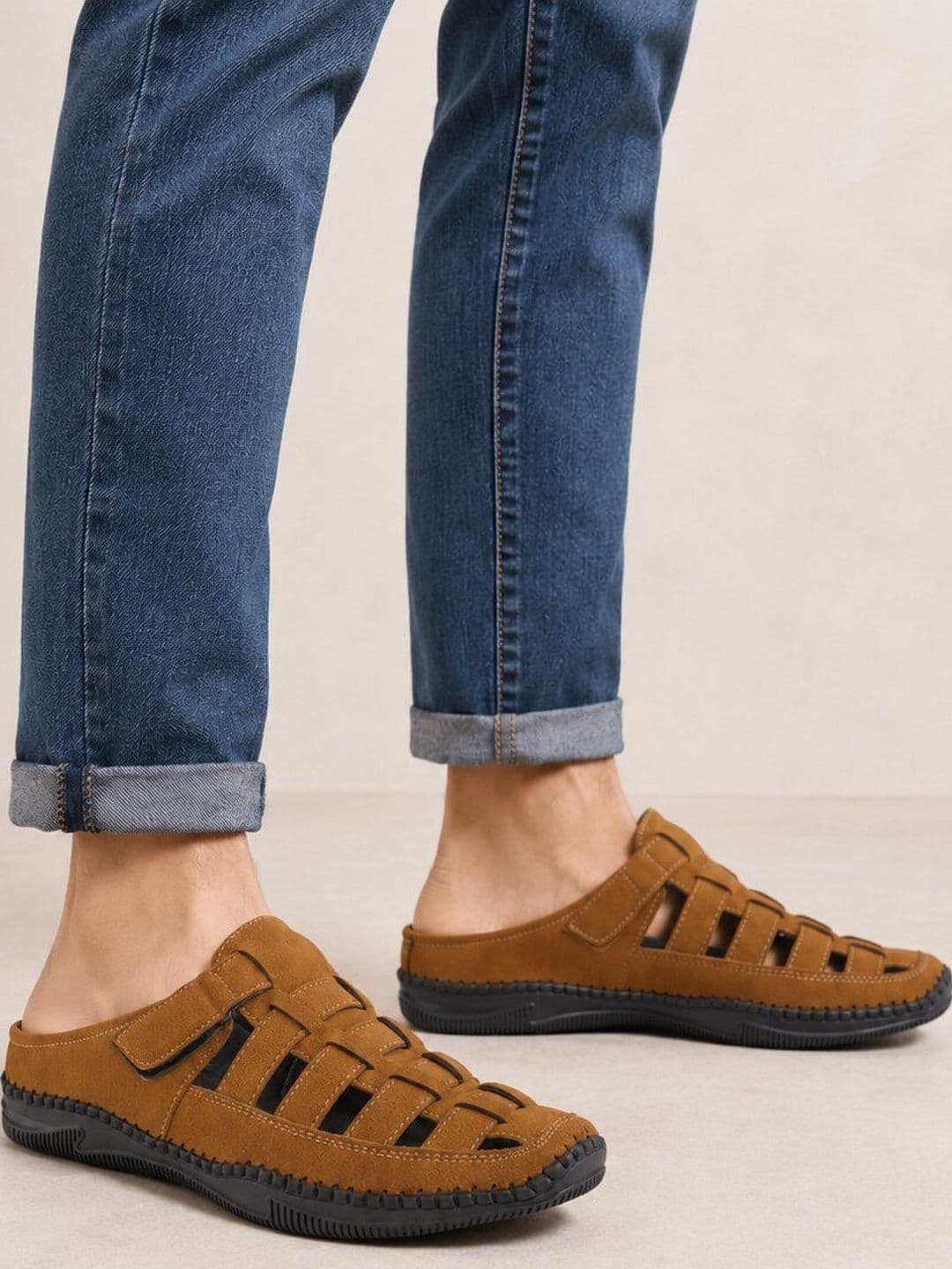 Roadster Men Tan Suede Casual Sandals Comfortable Backless Slip-On Shoes - view 1