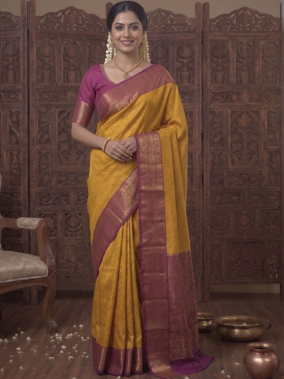 SHRIADINATH Woven Design Zari Art Silk Banarasi Saree - view 1