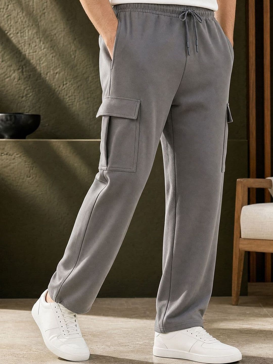 NOBERO Men Onyx Oversized Relaxed Fit Mid-Rise Joggers With Utility Box Pockets - view 1