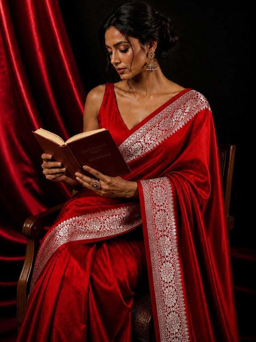 TILFELLE Satin Banarasi Saree - view 1