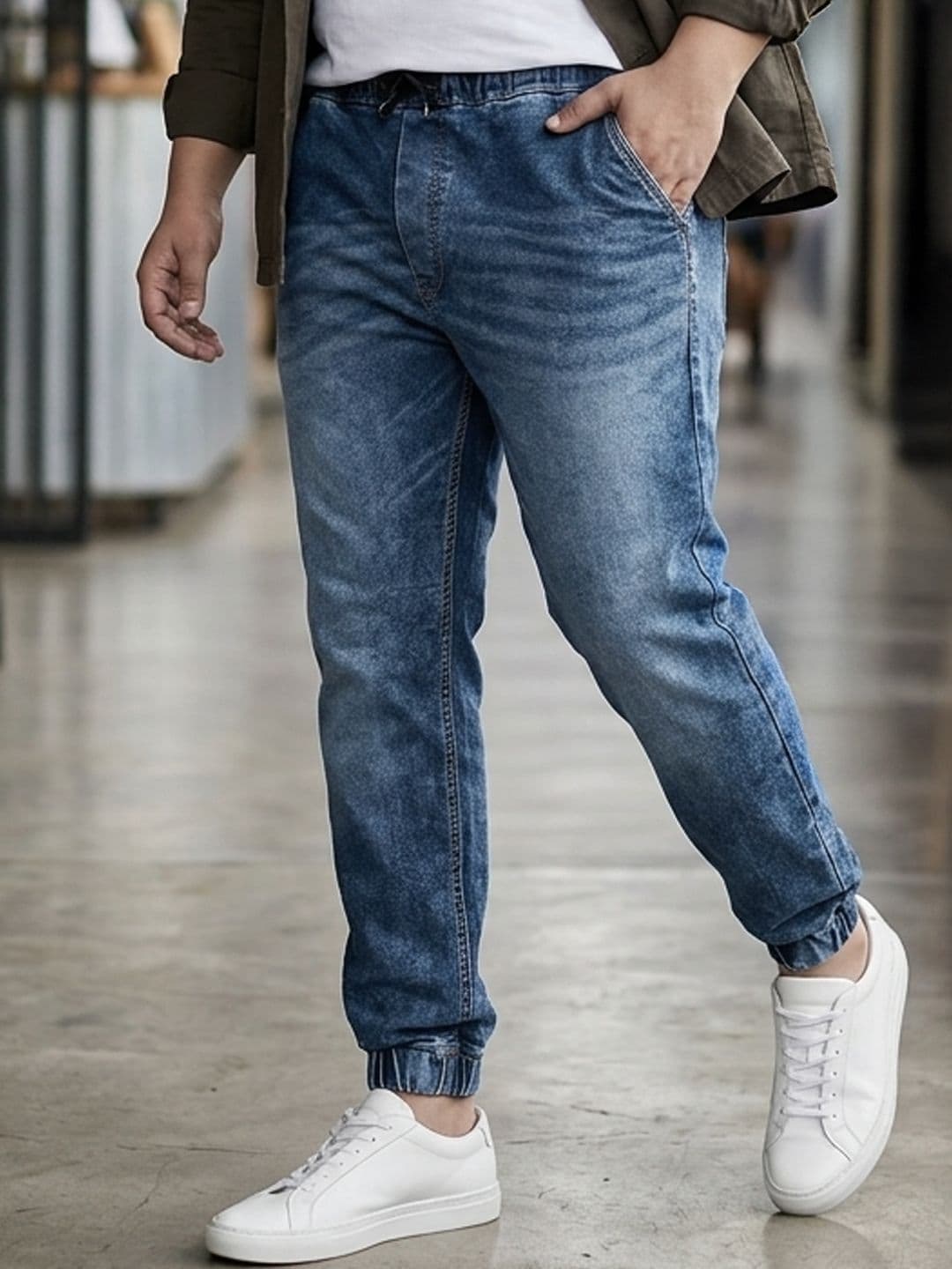 Urbano Plus Men Blue Acid Washed Heavy Faded Jeans - view 1