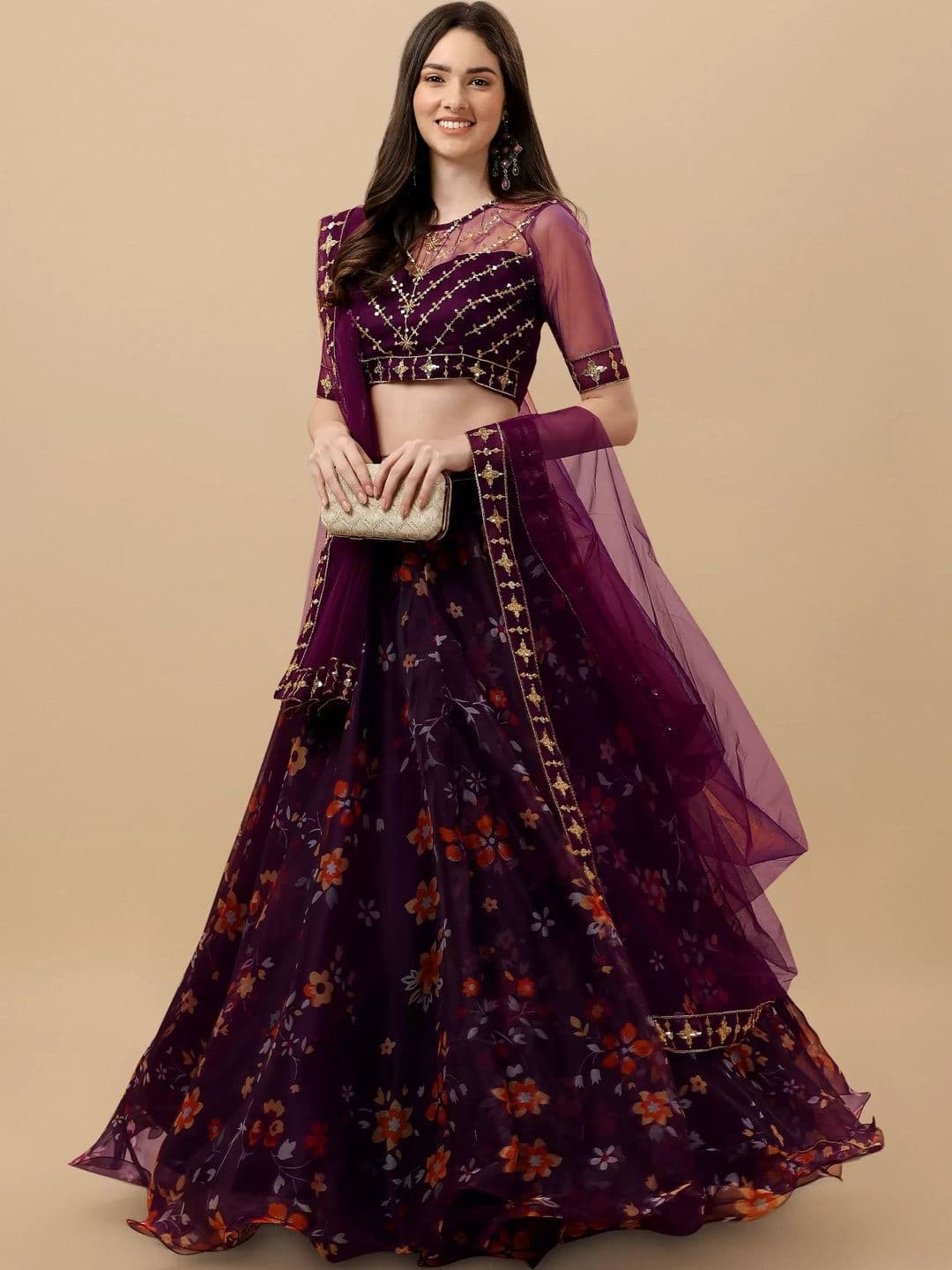 PILUDI HOUSE Embroidered Semi-Stitched Lehenga & Unstitched Blouse With Dupatta - view 1