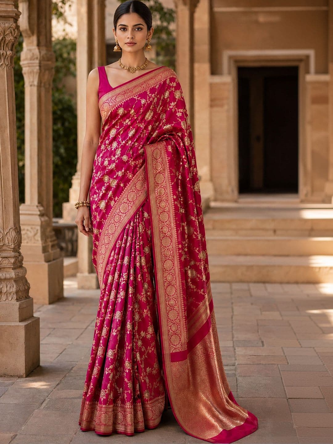 Mitera Woven Design Zari Silk Blend Designer Banarasi Saree - view 1