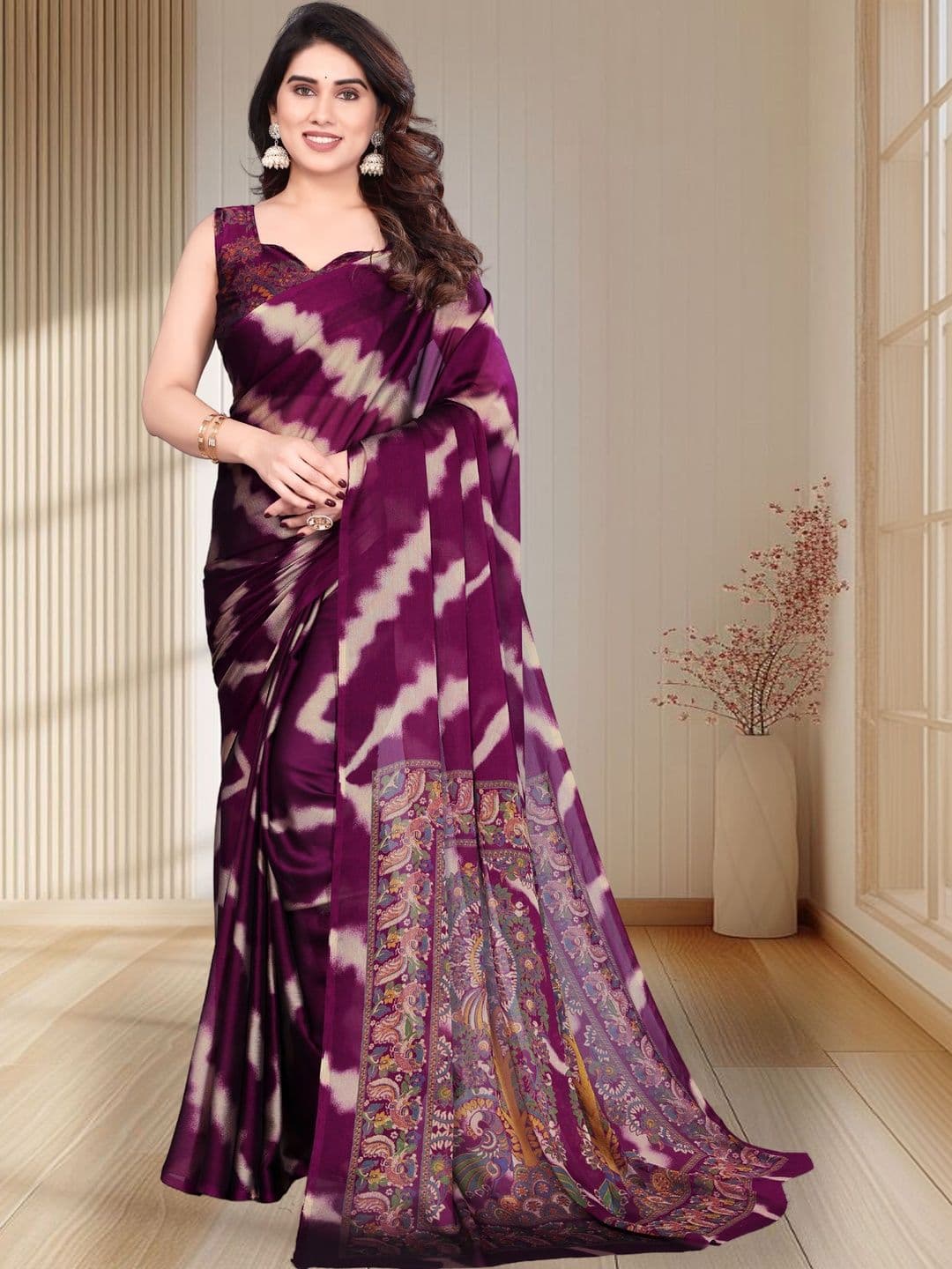 MAGNEITTA Tie and Dye Pure Chiffon Designer Saree - view 1