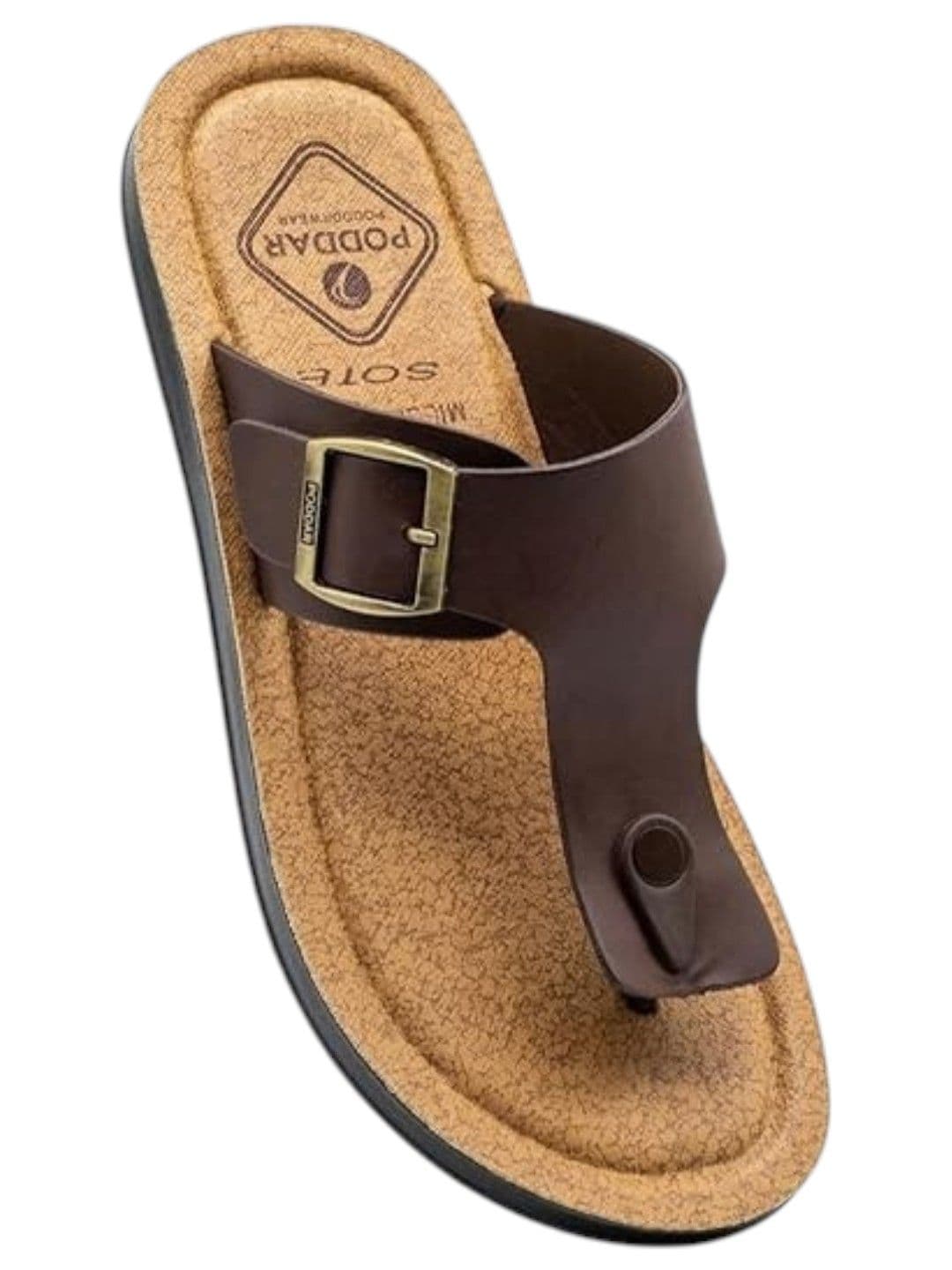 Poddar Men Textured Open Toe Flats with Buckles - view 1