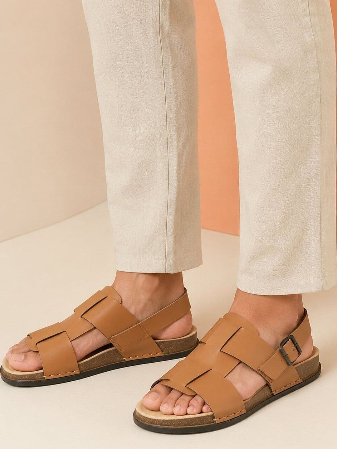 Roadster Men Tan Casual Sandals Comfortable Open Toe Adjustable Buckle Strap - view 1