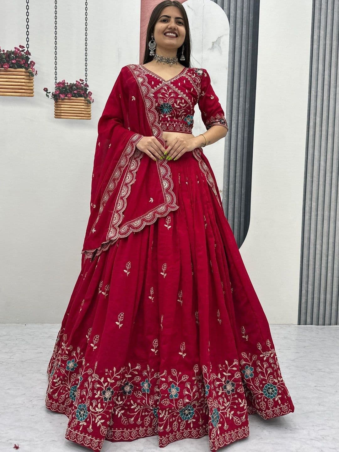 all about you Embroidered Ready to Wear Lehenga & Blouse With Dupatta - view 1