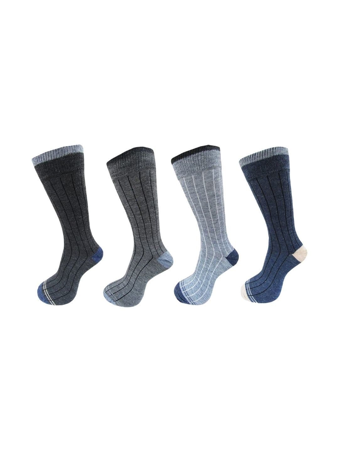 VAPINDIA Men Pack of 4 Cotton Striped Calf Length Socks - view 1