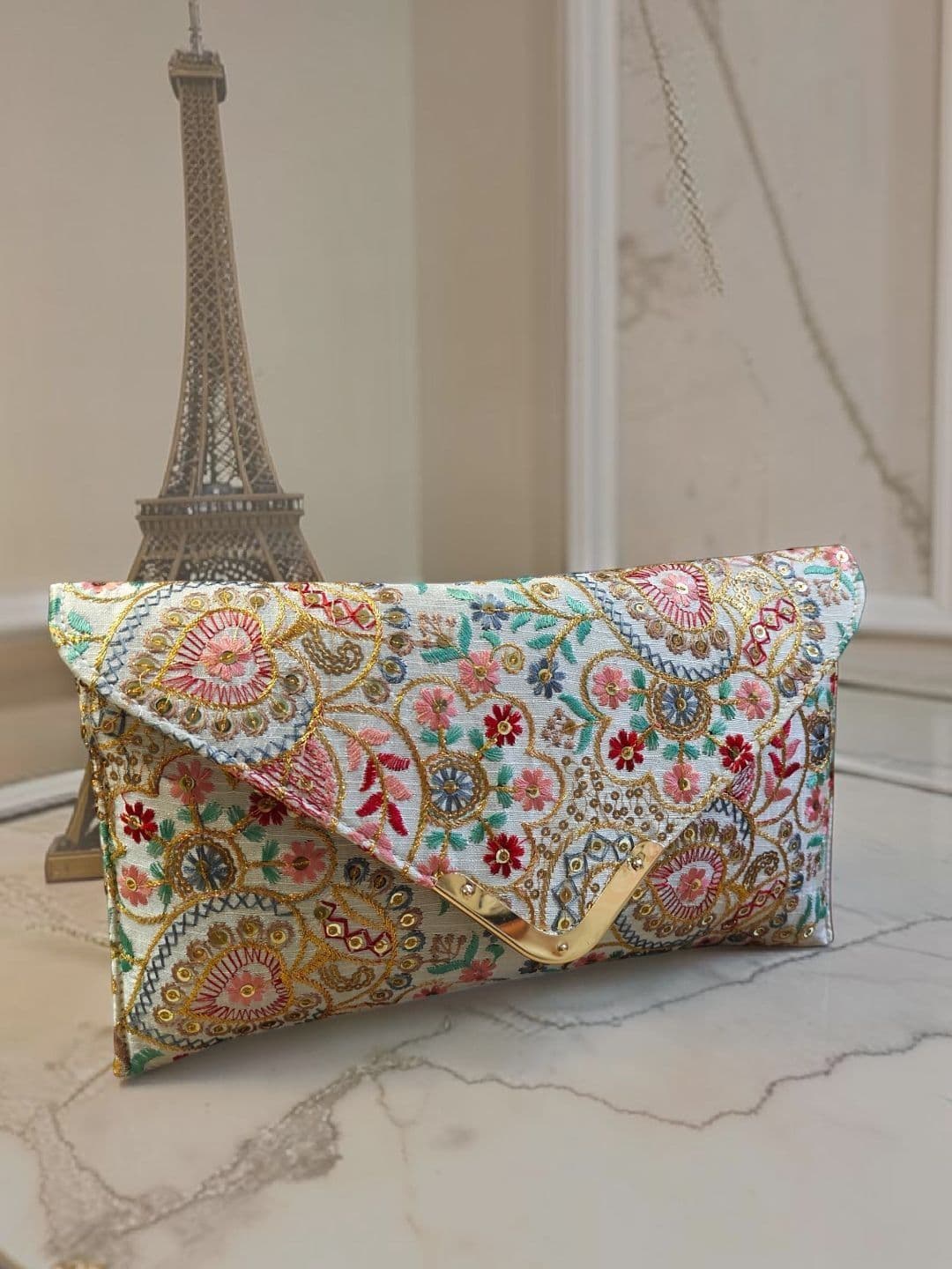 Neelkanth Bags Embroidered Embellished Envelope Clutch - view 1