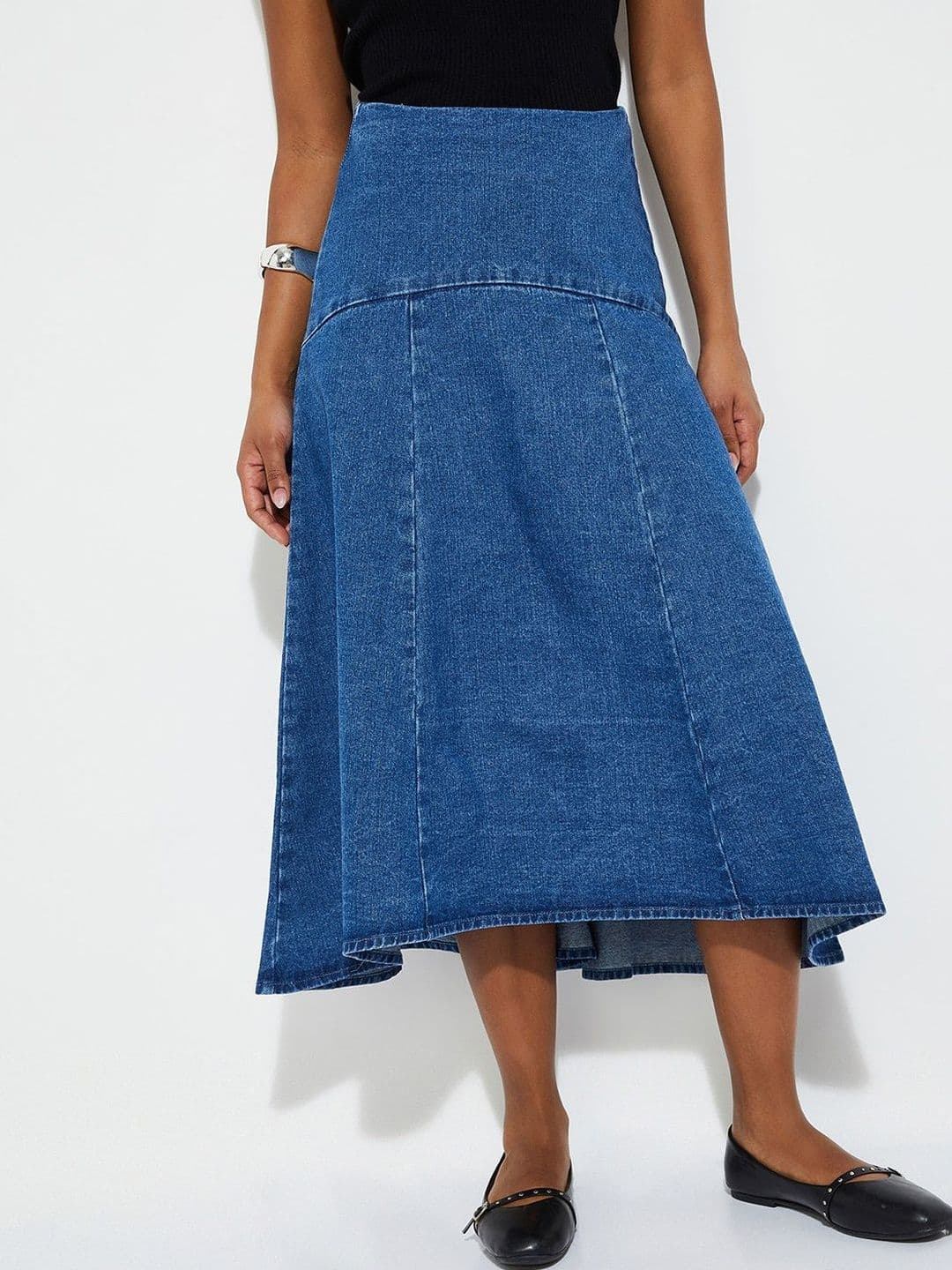 max Women Pure Cotton Blend Midi A-Line Skirt - view 1