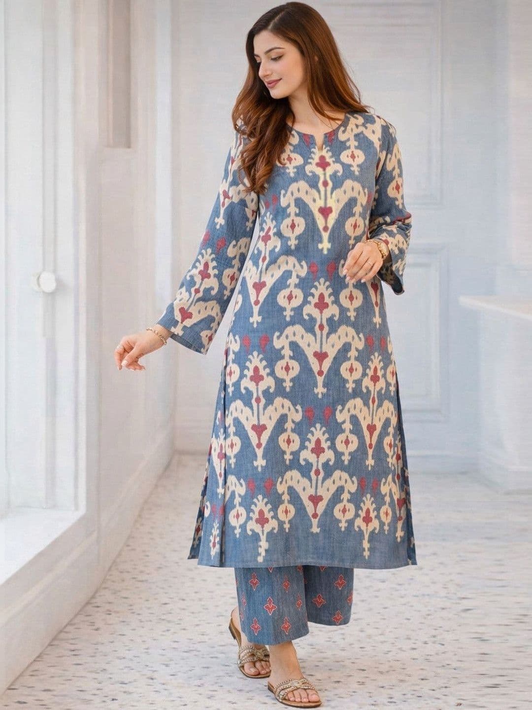 GoSriKi Women Printed Regular Kurta with Palazzos - view 1