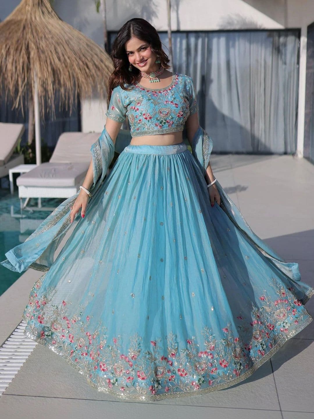 BAESD Embroidered Semi-Stitched Lehenga & Unstitched Blouse With Dupatta - view 1