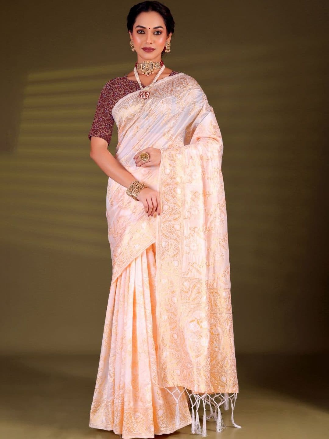 KALINI Ethnic Motifs Embroidered Art Silk Designer Banarasi Saree - view 1