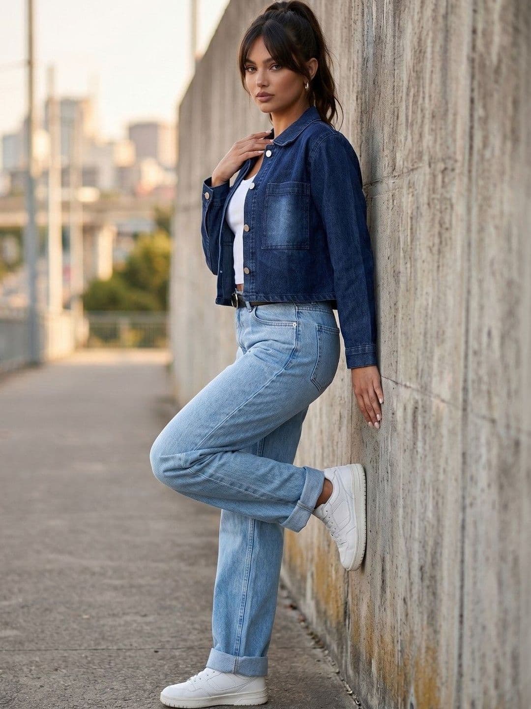 glitchez Women Lightweight Crop Denim Jacket - view 1