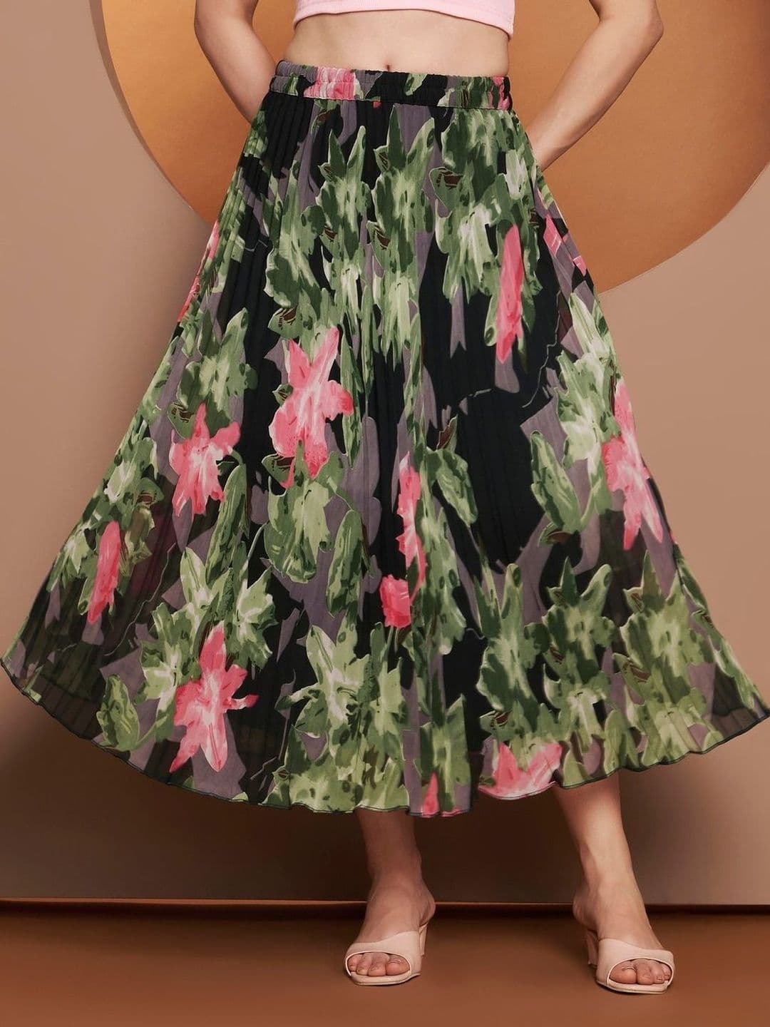 ZWERLON Women Floral Midi Flared Skirt - view 1