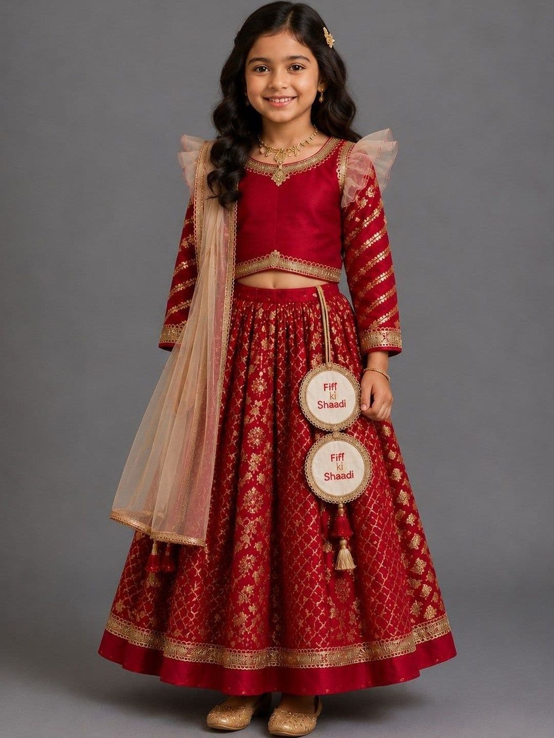 The Little Tales Girls Embellished Ready to Wear Lehenga & Blouse With Dupatta - view 1