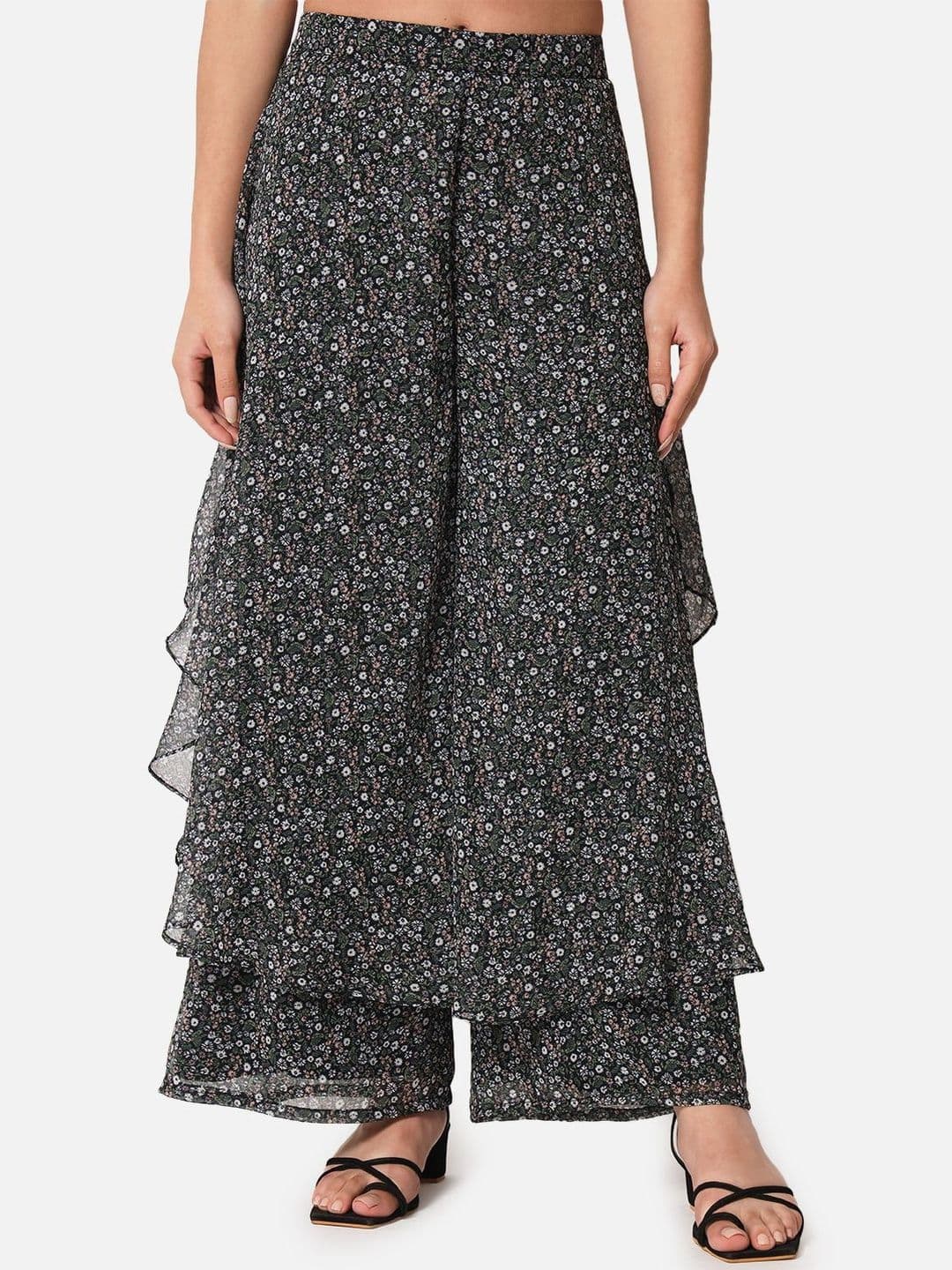 Moda Rapido Women Floral Printed Flared Georgette Palazzos - view 1