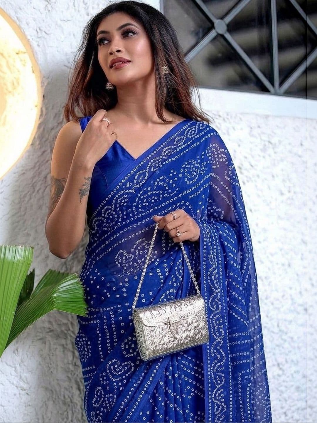 SANJANA SILK SANJANA SILK Bandhani Pure Georgette Saree - view 1