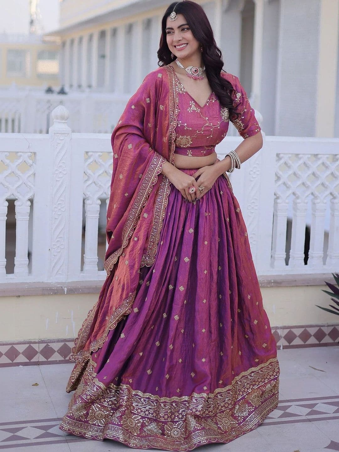 Moda Rapido Embroidered Semi-Stitched Lehenga & Unstitched Blouse With Dupatta - view 1